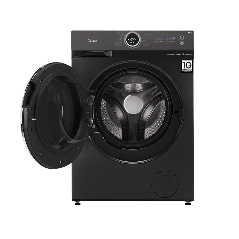 Midea Front Loading Washing Machine, BLDC Motor, Bright LED Indicator, Health Guard, Steam, Washer and Dryer, 1400 RPM, Load 8/6, White