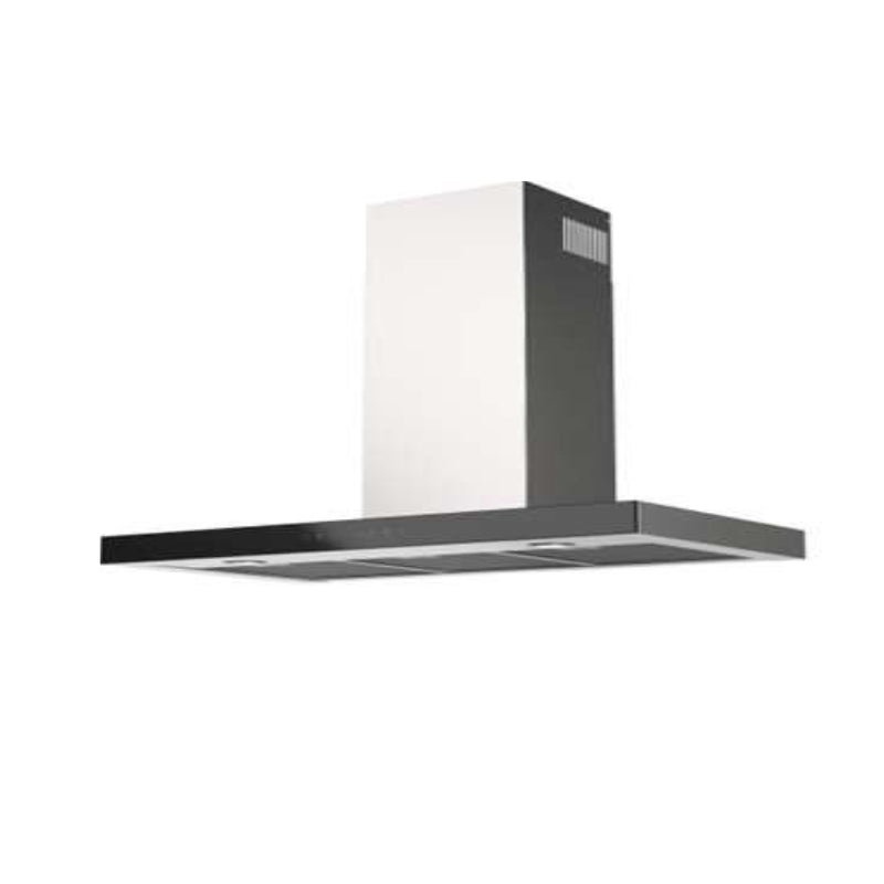 Flora FLWH13-LE73-90X Cooker Hood T-shape Stainless steel with Black Glass Fontal.