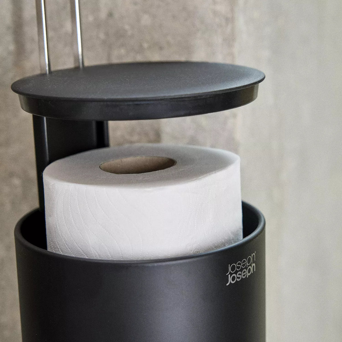Joseph Joseph Easy Store™ Toilet Paper Roll Holder with Concealed Storage - Black