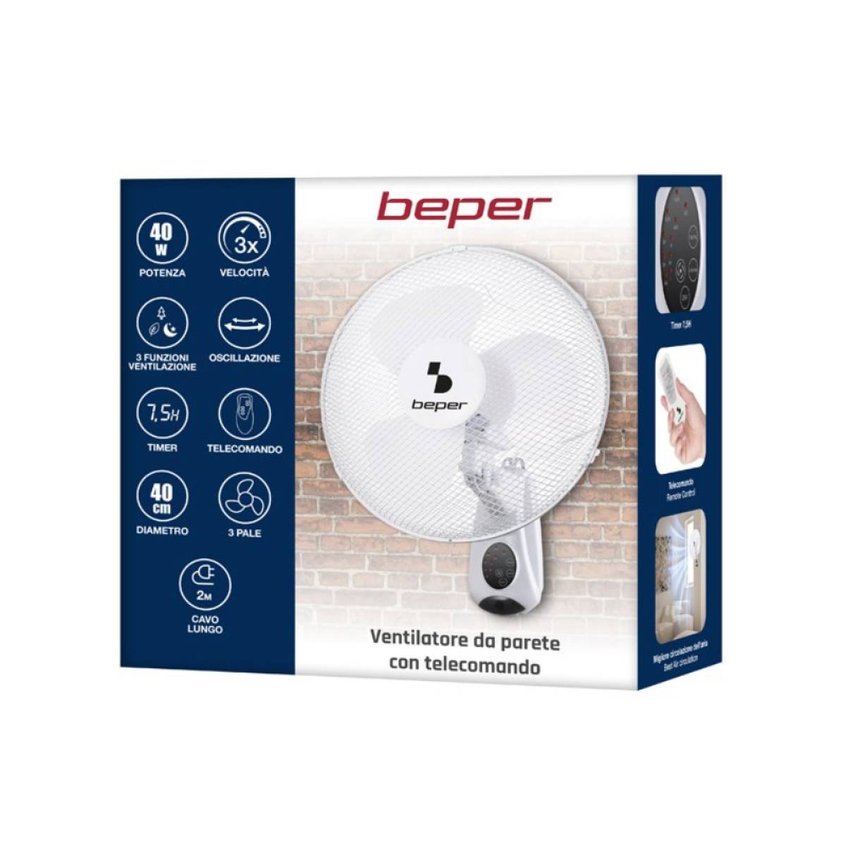 Beper Wall Fan With Remote Control, P206ven600