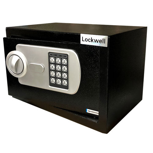 LOCKWELL ELECTRONIC SAFE, DIGITAL LOCK, 3 INDICATOR LIGHTS, BLACK/SILVER COLOR, 20EL