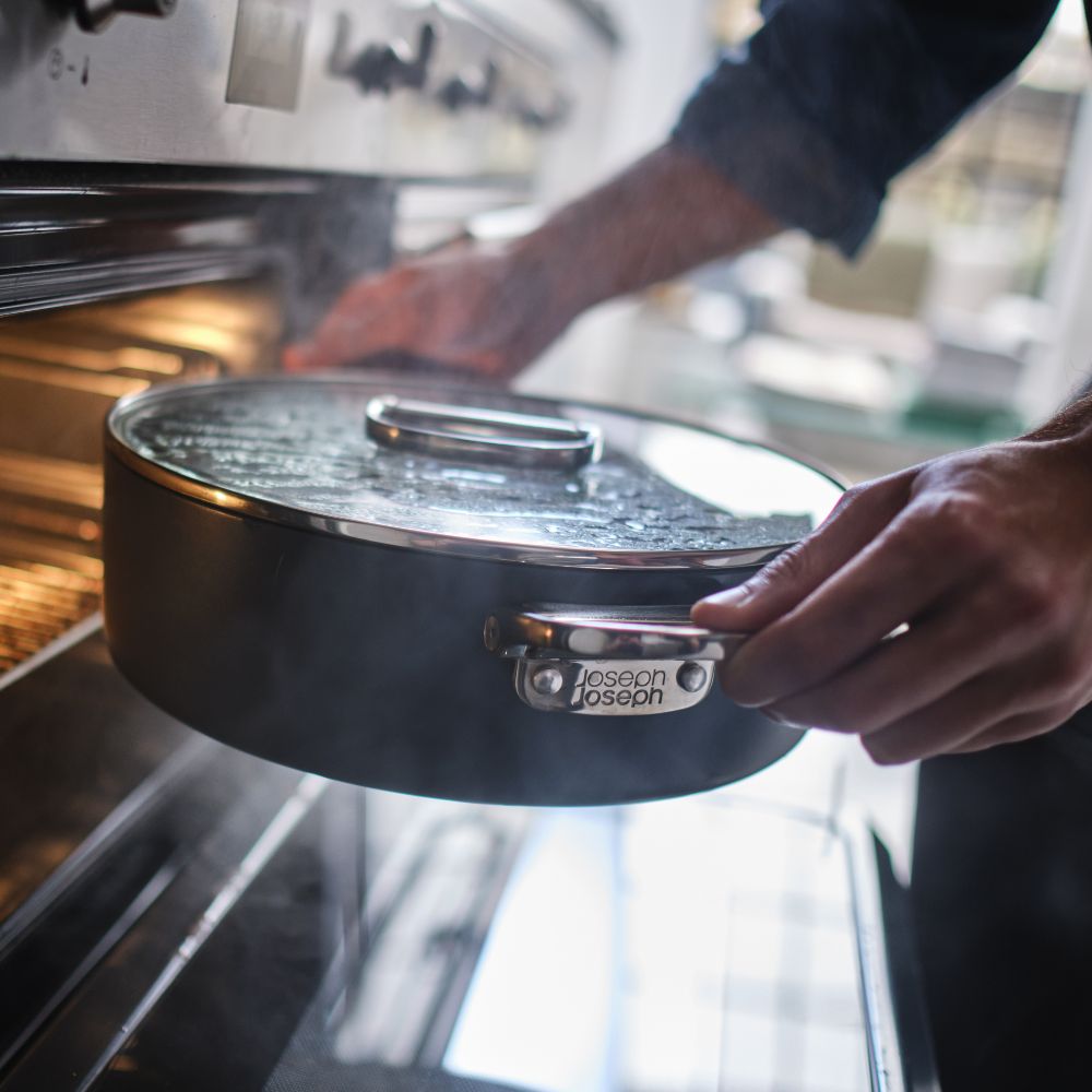 Joseph Joseph Space Folding Handle Ceramic Non-stick 28cm Blue Shallow Casserole Pan & Lid