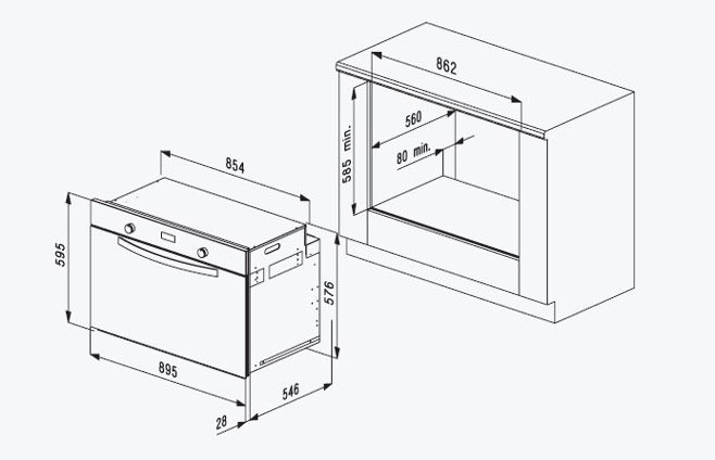Flora FLBO12-GGT-912BG Built In Oven 90cm Glass Black.
