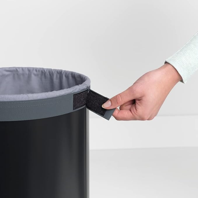 Brabantia Laundry Hamper with Removable Inner Bag, 9.2 Gallon (35L), Black, 11.8L x 11.8W x 25H centimeters