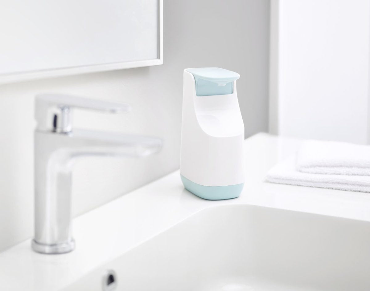 Joseph Joseph Slim Compact Soap Dispenser with Non-Drip Nozzle, Blue