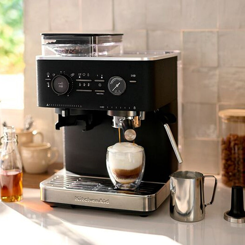 Kitchenaid 5Kes6551Ebk Semi Automatic Espresso Machine With Burr Grinder Cast Iron Black