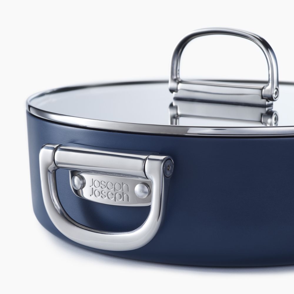 Joseph Joseph Space Folding Handle Ceramic Non-stick 28cm Blue Shallow Casserole Pan & Lid