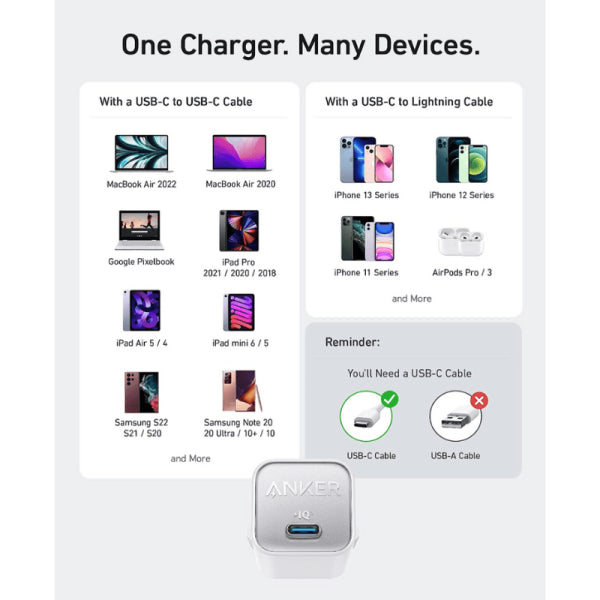 Anker 511 Charger (Nano 3, 30W) White