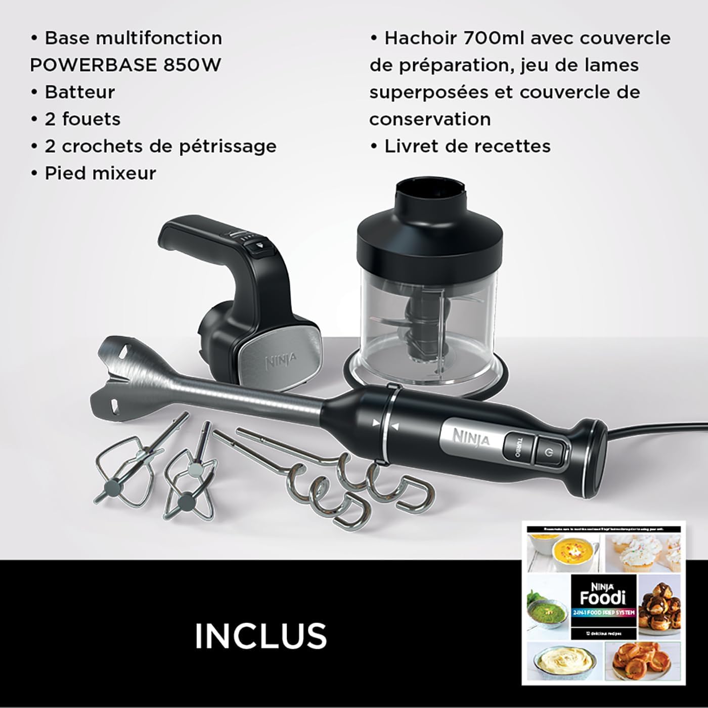 Ninja Foodi 3-in-1 Hand Blender, Mixer & Chopper CI100EU