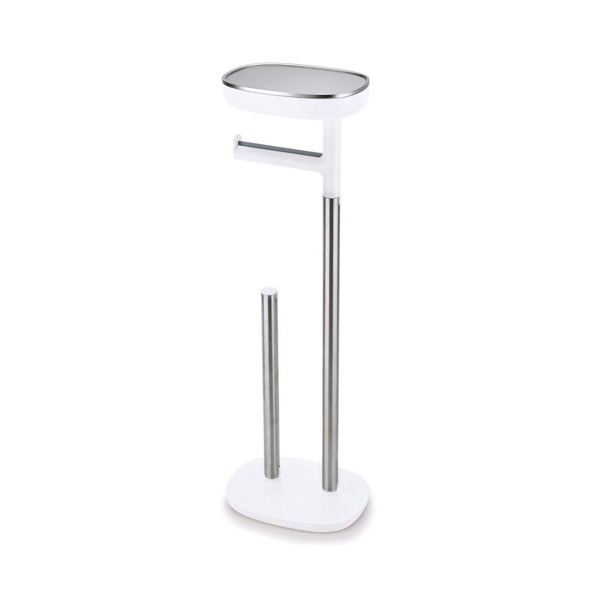 Joseph Joseph EasyStore Butler Toilet Paper Holder Stand and Spare Roll Storage with Shelf and Drawer, Stainless Steel