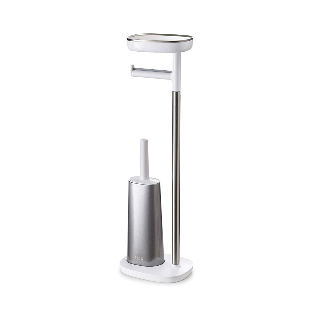 Joseph Joseph EasyStore Butler Toilet Paper Holder Stand and Flex Toilet Brush with Shelf and Drawer, Stainless Steel