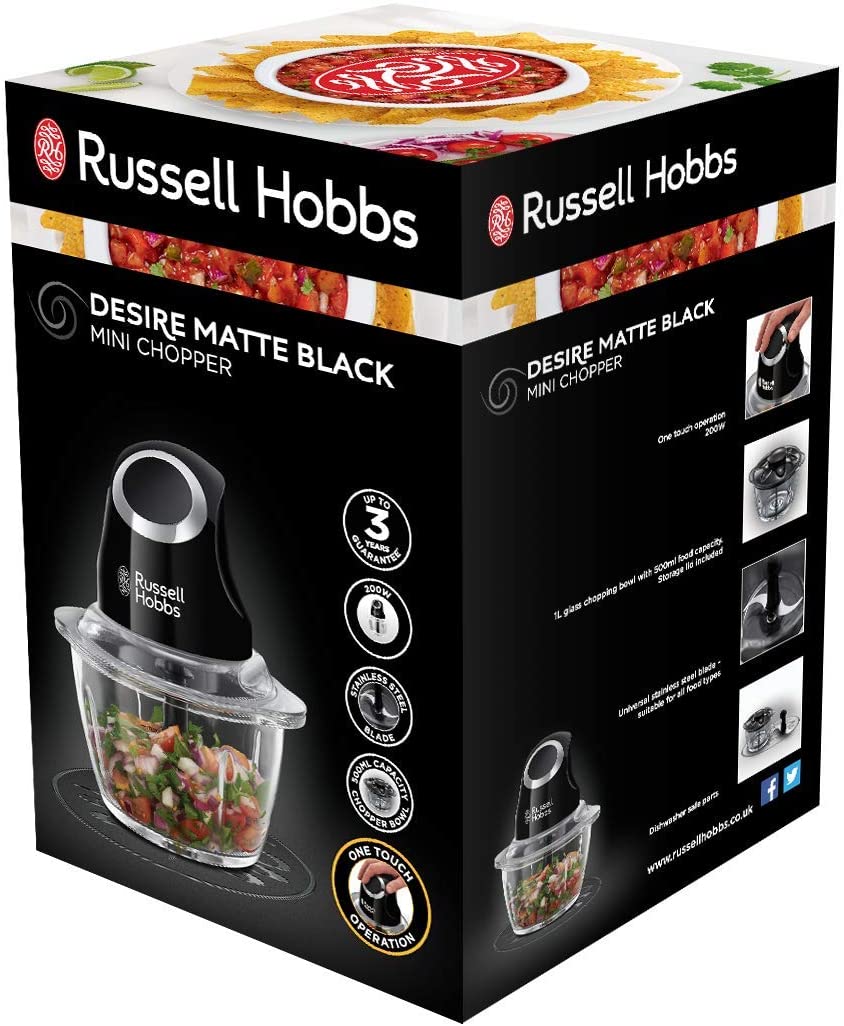 Russell Hobbs Desire Mini Chopper, Matte Black