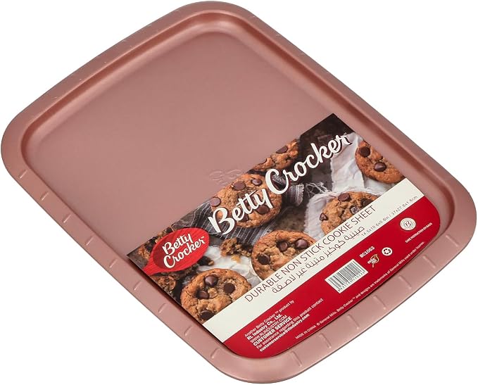 Betty Crocker 0.5 mm Non-Stick Cookie Sheet Pan, 37 cm x 27.6 cm x 1.6 cm Size, Rose