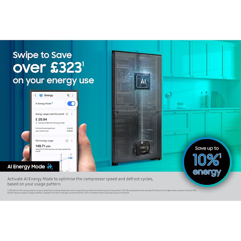 Samsung Family Hub™ AI Vision Inside RF65DG9H0EB1 French Style Smart Fridge Freezer - Black