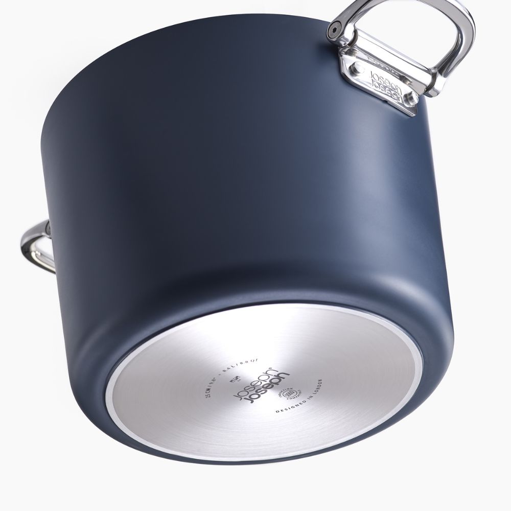 Joseph Joseph Space Folding Handle Ceramic Non-stick 25cm Blue Stock Pot & Lid