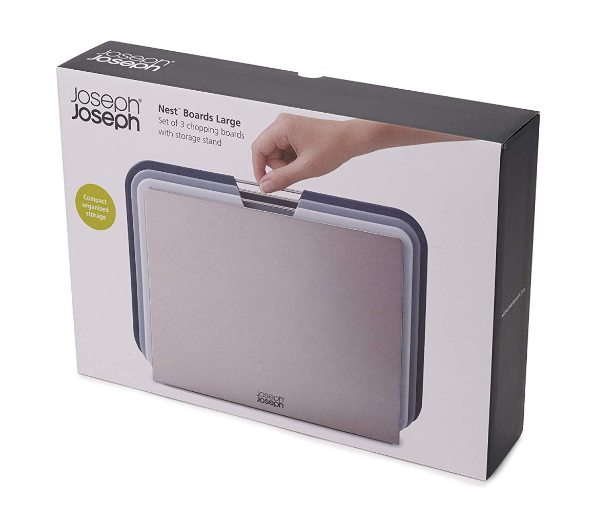 Joseph Joseph Nest Plastic Cutting Set with Storage Stand 3 Different Sized Boards, Large, Gray
