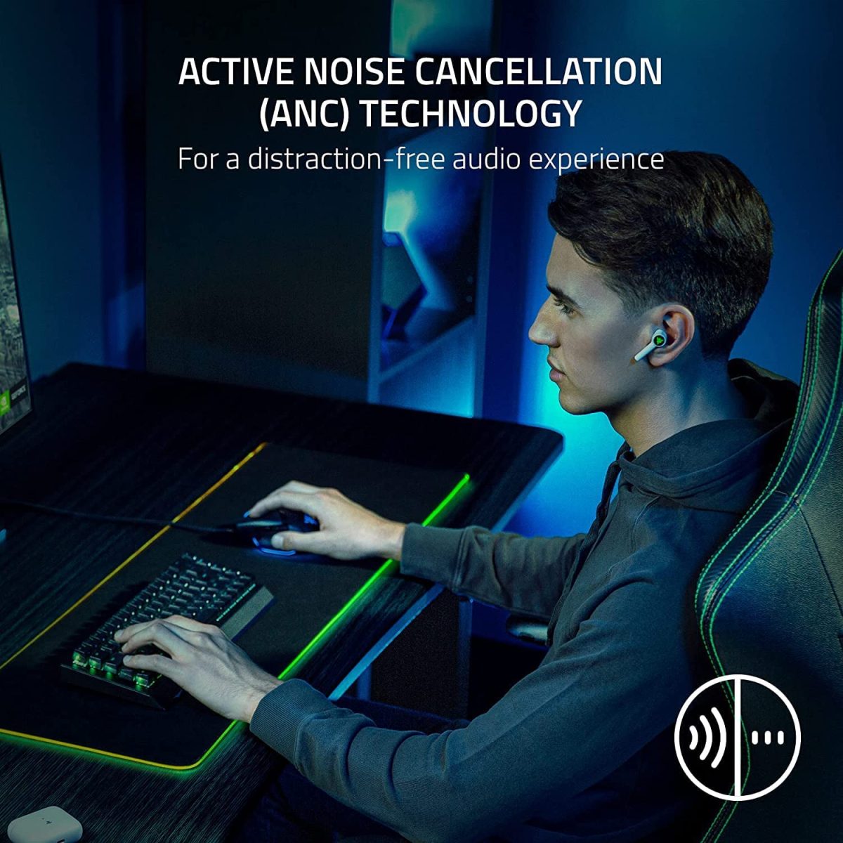 Razer Hammerhead HyperSpeed - Wireless Multi-Platform Gaming Earbuds for PlayStation (HyperSpeed Wireless, Active Noise Cancellation, Bluetooth 5.2, Up to 30 Hours of Battery Life) White