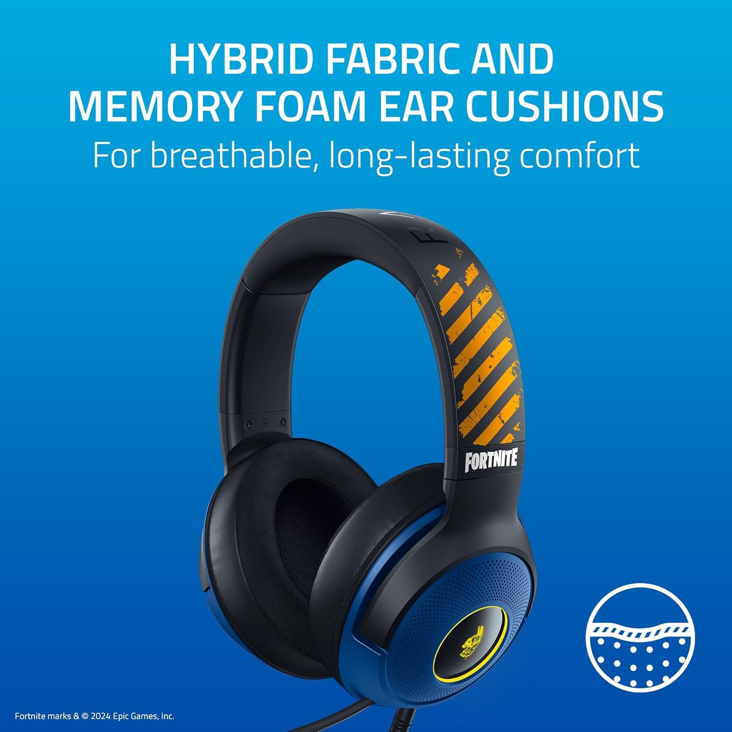 Razer Kraken V3 X Wired USB Gaming Headset: 285g Lightweight Build - Triforce 40mm Drivers - HyperClear Cardioid Mic - 7.1 Surround Sound - Chroma RGB Lighting - Fortnite Edition