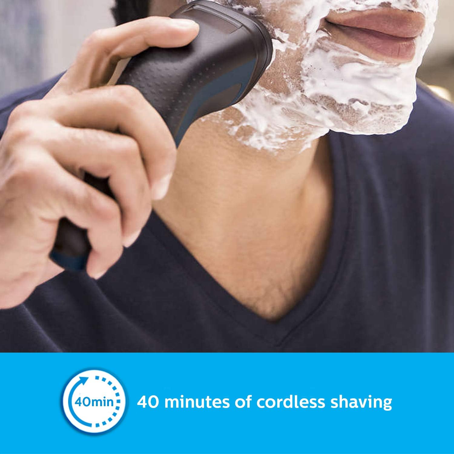 Philips Shaver Series 1000 Wet or Dry Electric Shaver, ComfortCut blades, 3-Directional Flex Heads, One-touch open, 40 Minutes of Cordless Shaving from an 8-Hour Charge – S1121