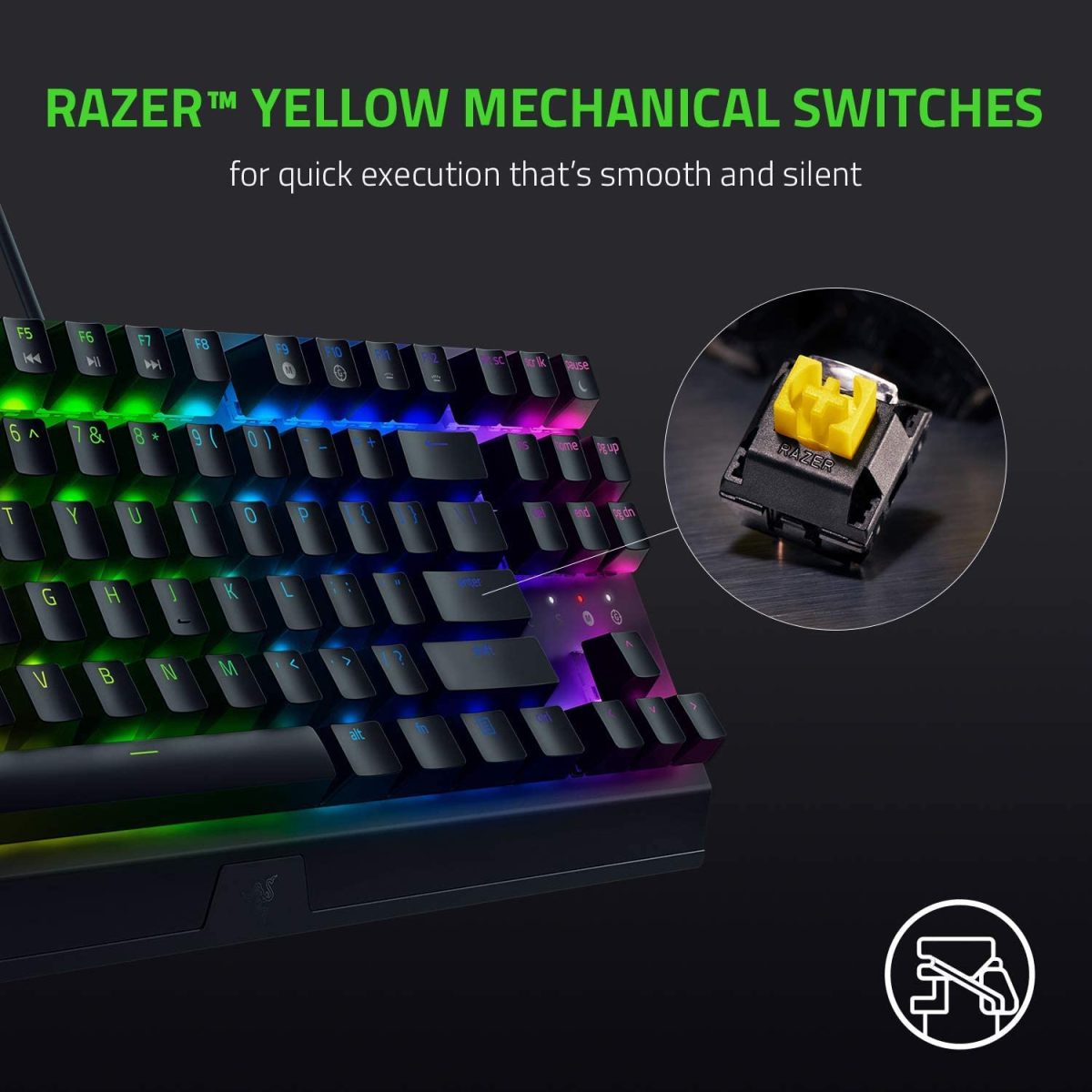 Razer Blackwidow V3 Tenkeyless - Mechanical Gaming Keyboard (Yellow Switch)- Black
