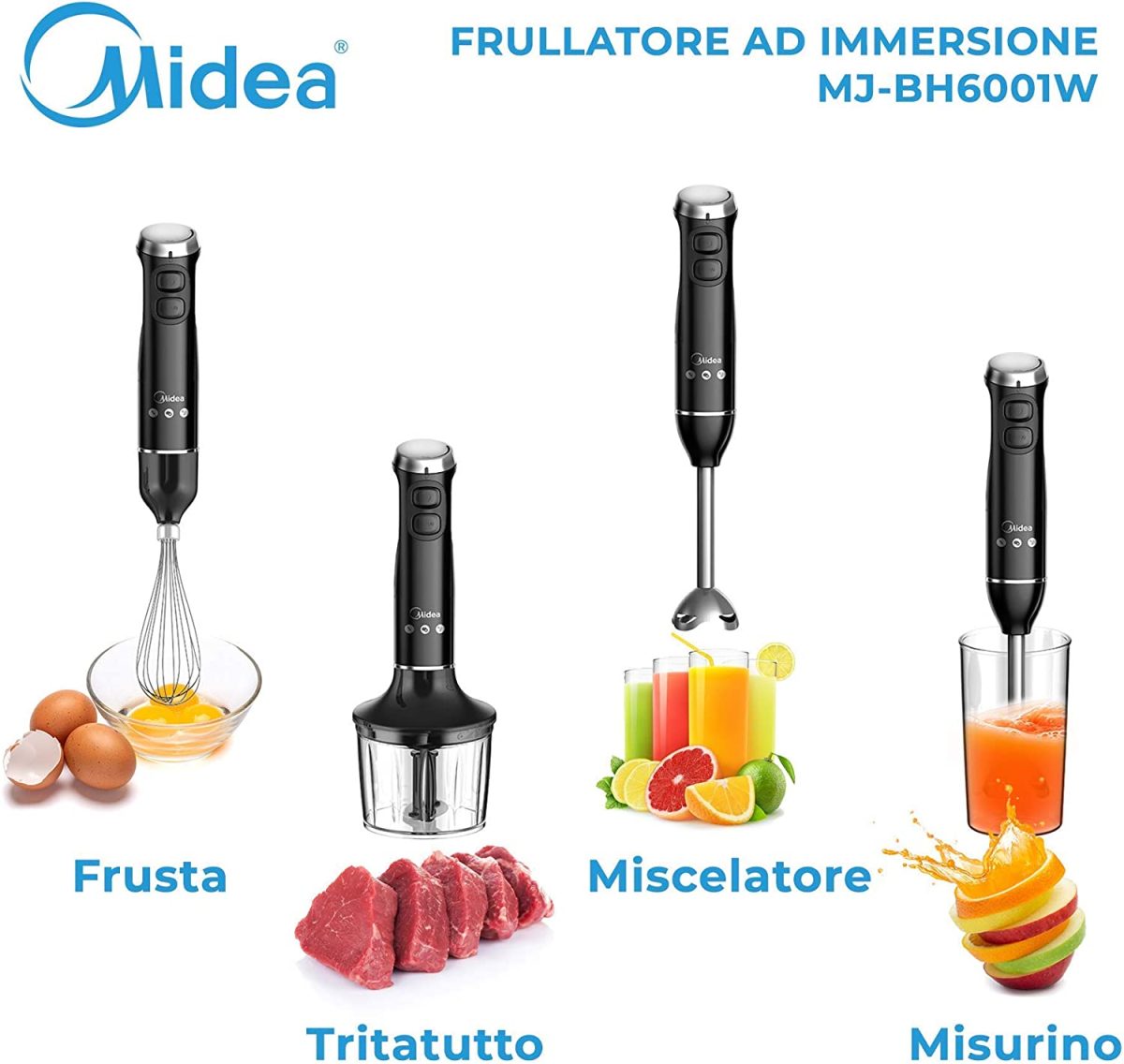 Midea Immersion Blender MJ-BH6001W Series 6000 Power 600 Watt Color Black