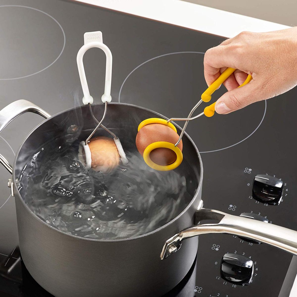 Joseph Joseph O Egg Boiling Tongs, 2-piece, White/Yellow