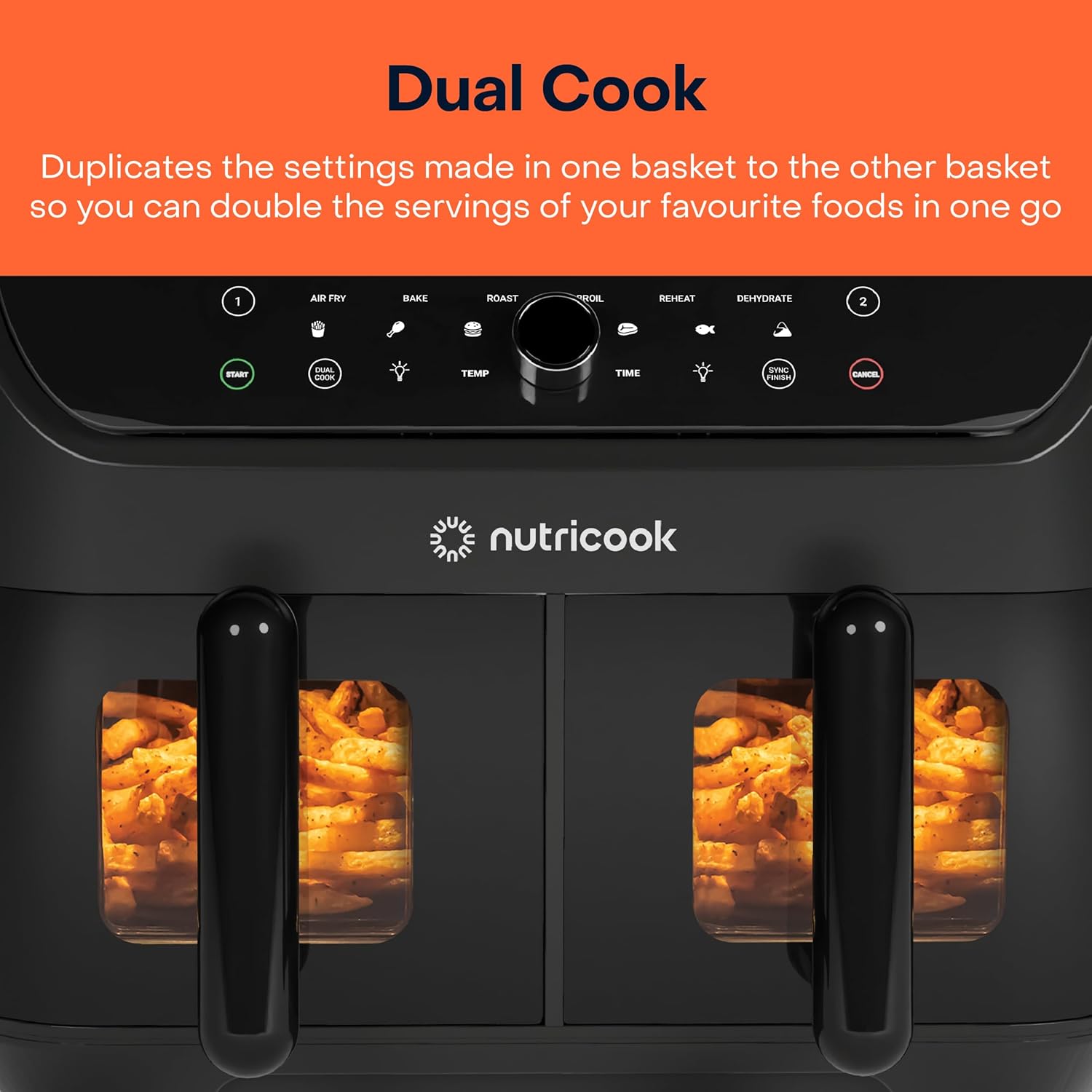 Nutricook Air Fryer Duo 2 Vision with Clear Window and Internal Light, 8.5L