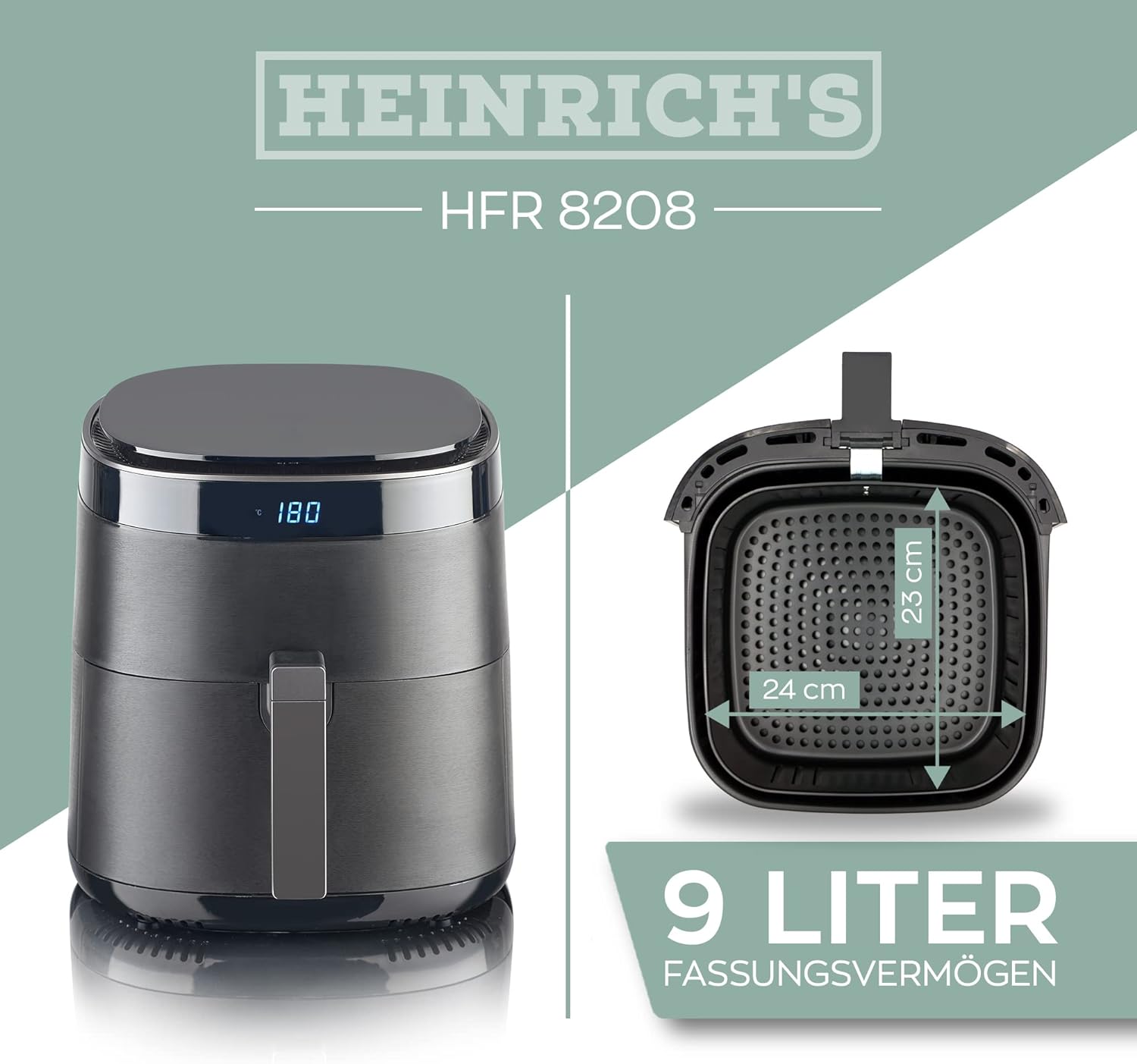 Heinrich's Hot Air Fryer with Digital LED Display, 9L XXXL