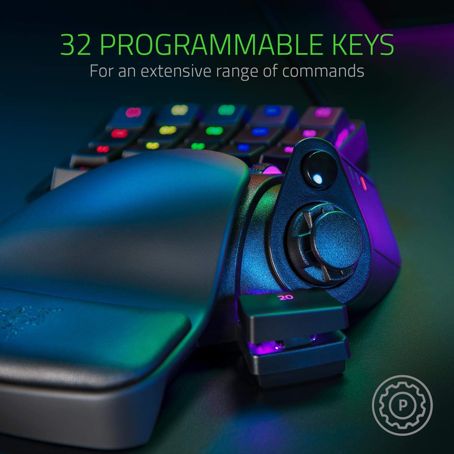 Razer Tartarus Pro Gaming Keypad: Analog-Optical Key Switches - 32 Programmable Keys - Customizable Chroma RGB Lighting - Programmable Macros - Variable Key Press Pressure Sensitivity - Classic Black