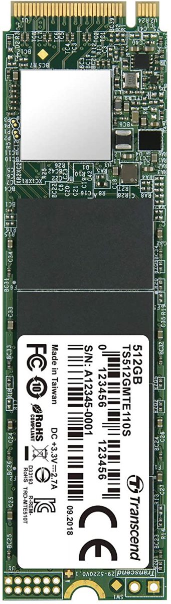 Transcend 512GB Nvme PCIe Gen3 X4 MTE110S M.2 SSD Solid State Drive TS512GMTE110S