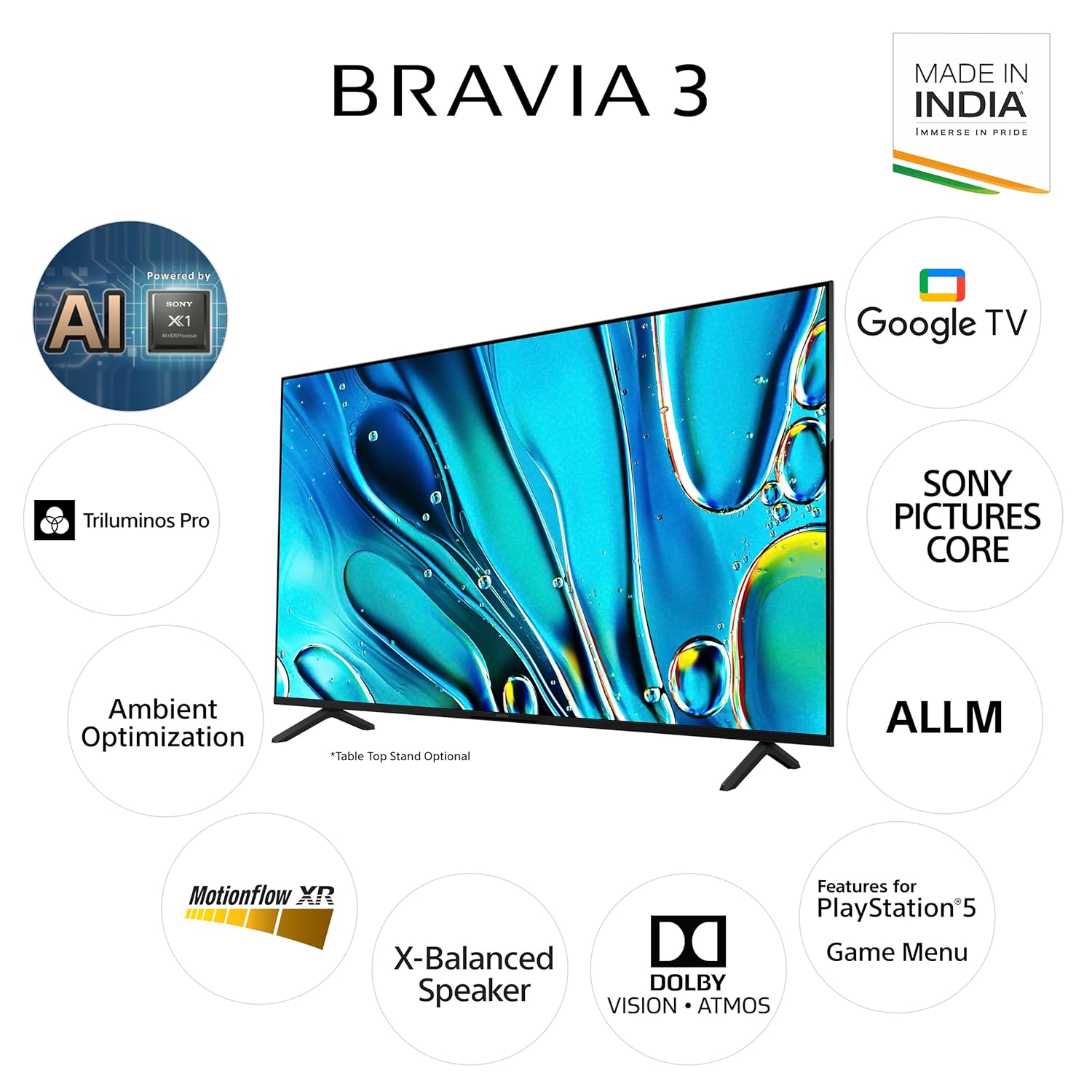 Sony BRAVIA 3 Series 4K Ultra HD AI Smart LED Google TV K-S30