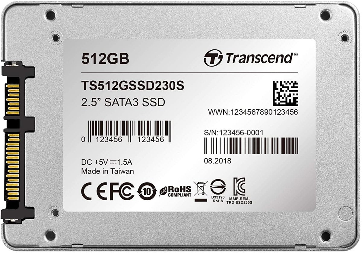 Transcend 512GB SATA III 6Gb/s SSD230S 2.5” Solid State Drive TS512GSSD230S,Silver