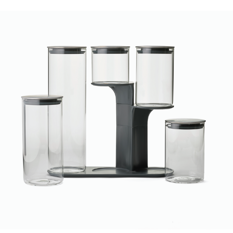 Joseph Joseph Podium 100 5 PCS Glass Storage Jar Set W/Stand