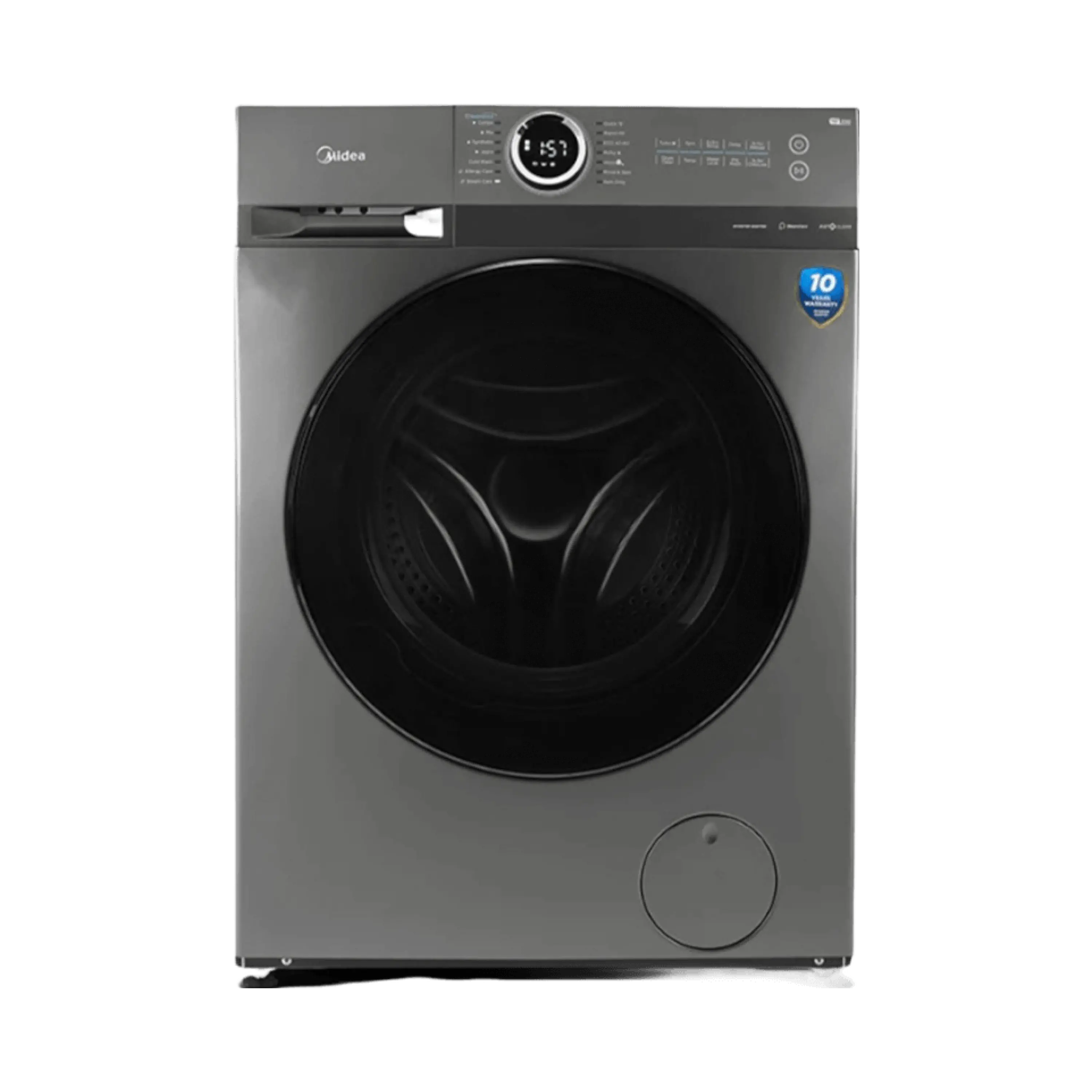 Midea MF100W90B/TTLB 9KG Front Load Inverter Washing Machine 1400RPM Steam Care BLDC Motor Titanium Finish