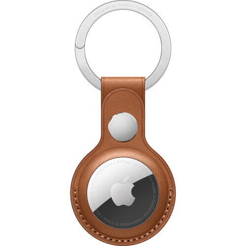 AirTag Leather Key Ring - Saddle Brown