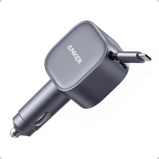 Anker Nano Car Charger 75W USB-C Port Built-In Retractable