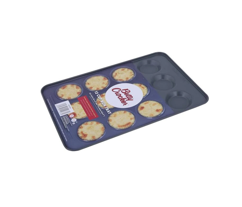 Betty Crocker Bun Tray 12 Cup Thickness 0.4Mm Dark Grey 32.7X22.2X1.8Cm
