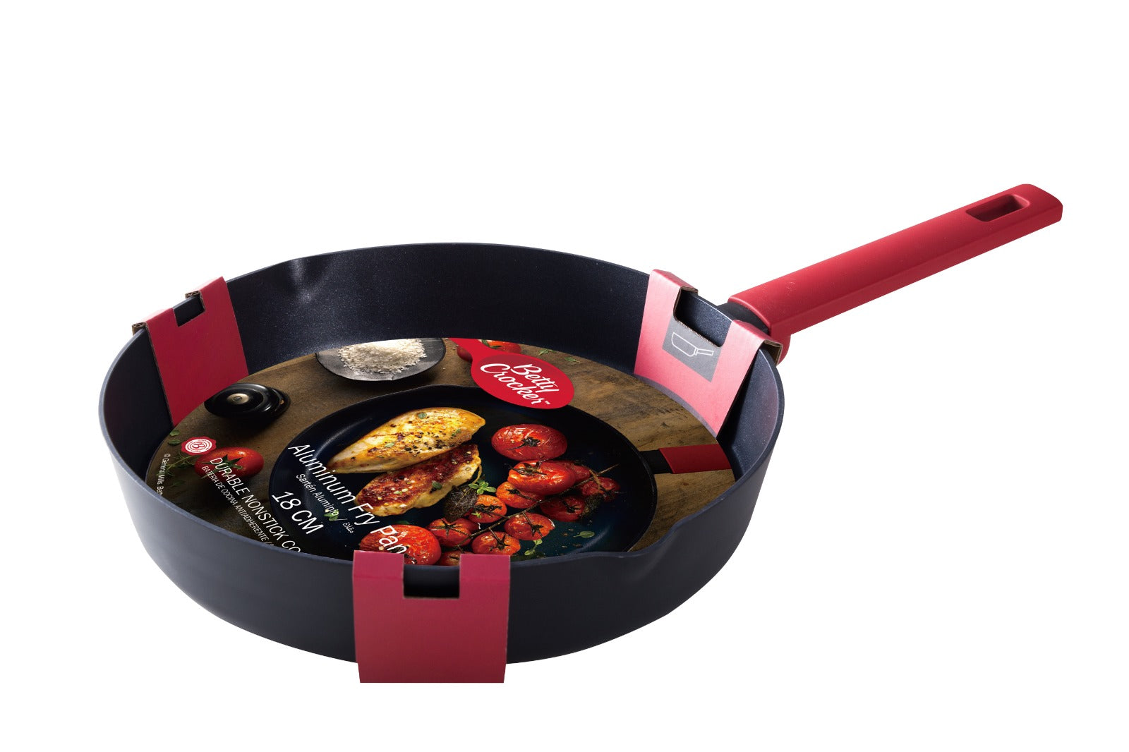 Betty Crocker Forged Aluminum Fry Pan Black/Red,18Cm Thickness