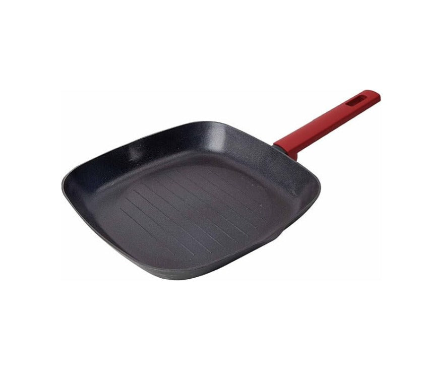 Betty Crocker Forged Aluminum Grill Pan ,Black/Red,26Cm Thickness 2.8Mm