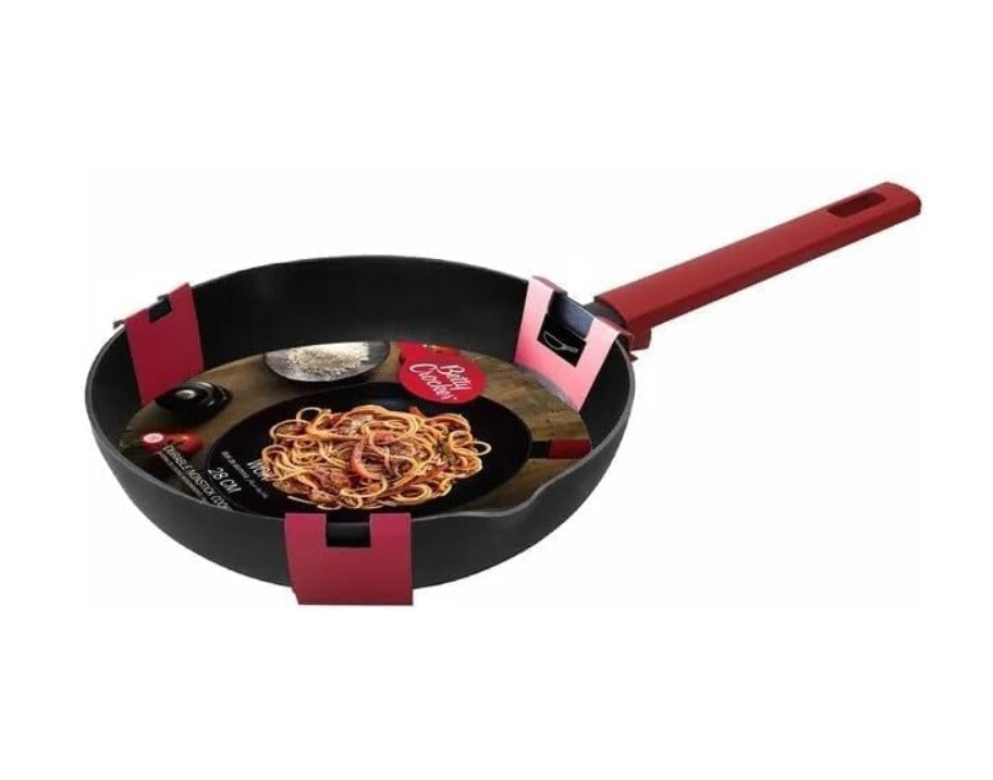 Betty Crocker Forged Aluminum Wok Black/Red,28Cm Thickness 2.8Mm