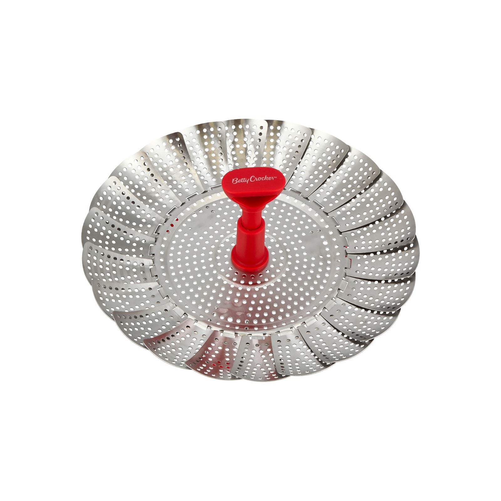Betty Crocker Stainless Steel Steamer, 18 cm Size, Red/Silver