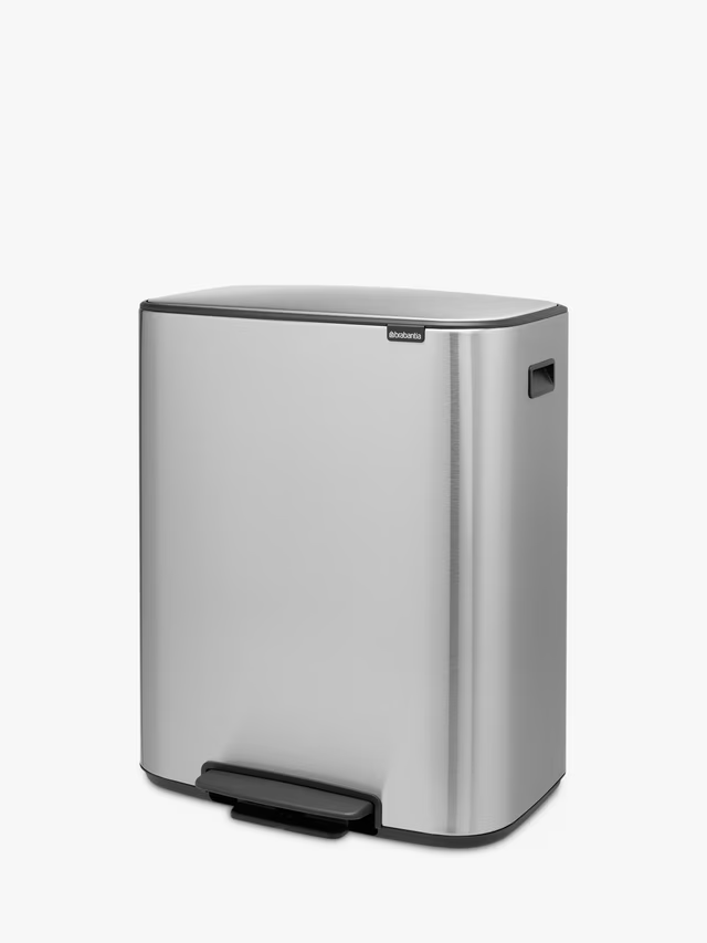 Brabantia Bo Pedal Bin with Inner Bucket 60L Matt Steel Fingerprint Proof