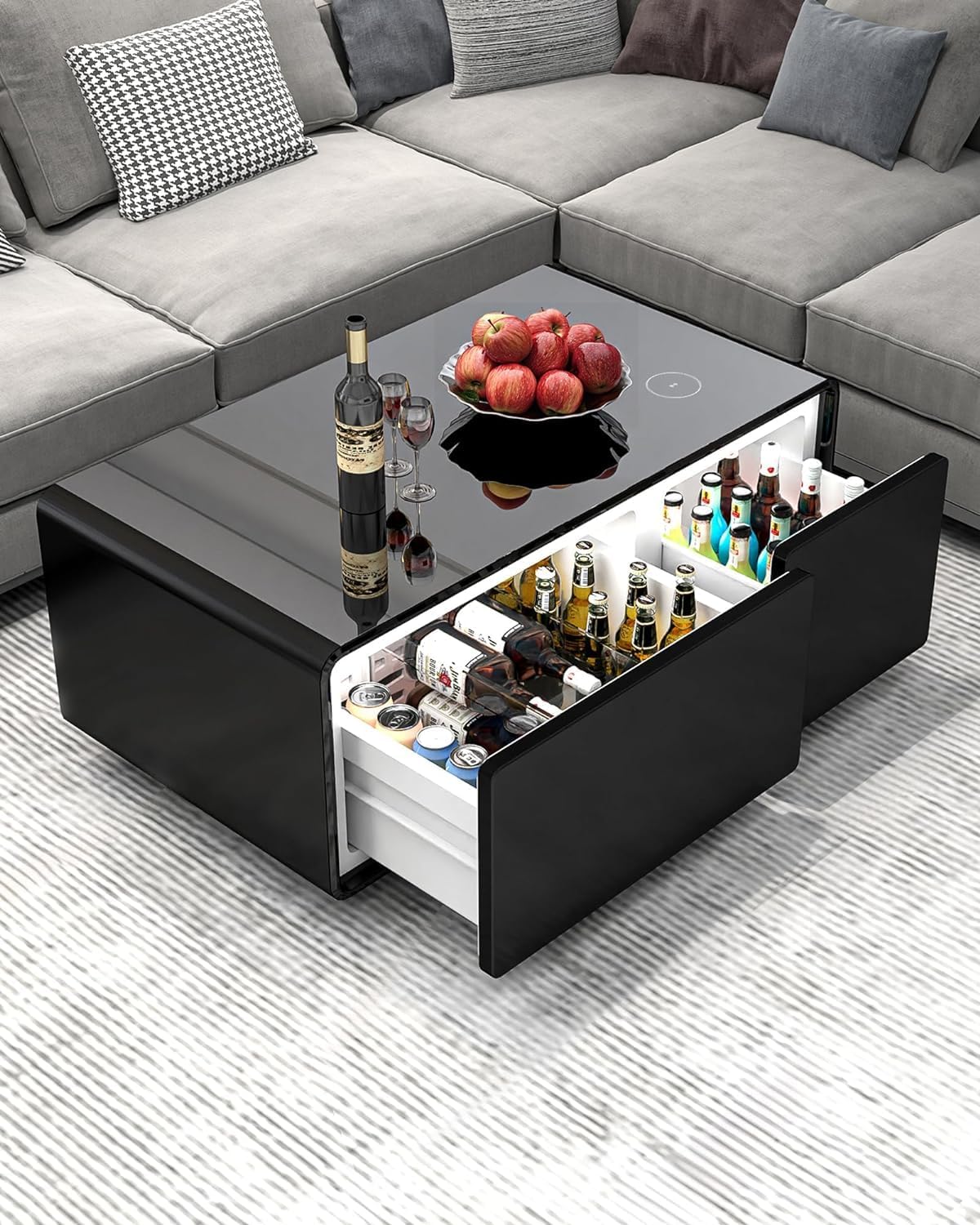 EchoChill Smart Coffee Table with Fridge & Bluetooth Speaker