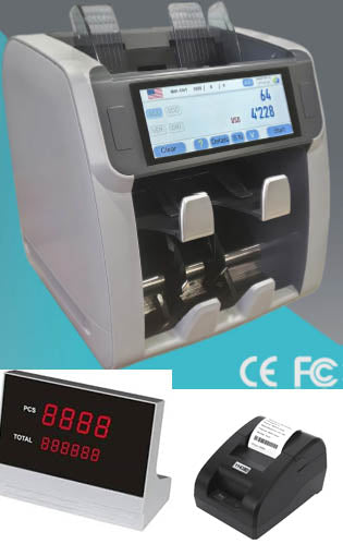 DUAL POCKET Currency Sorting Machine GBS4000 + Free Printer & Remote Display