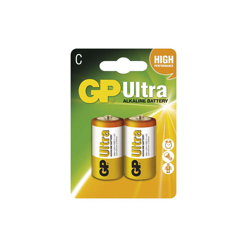 GP Ultra Alkaline Battery LR14 (C), 2 pcs in blister