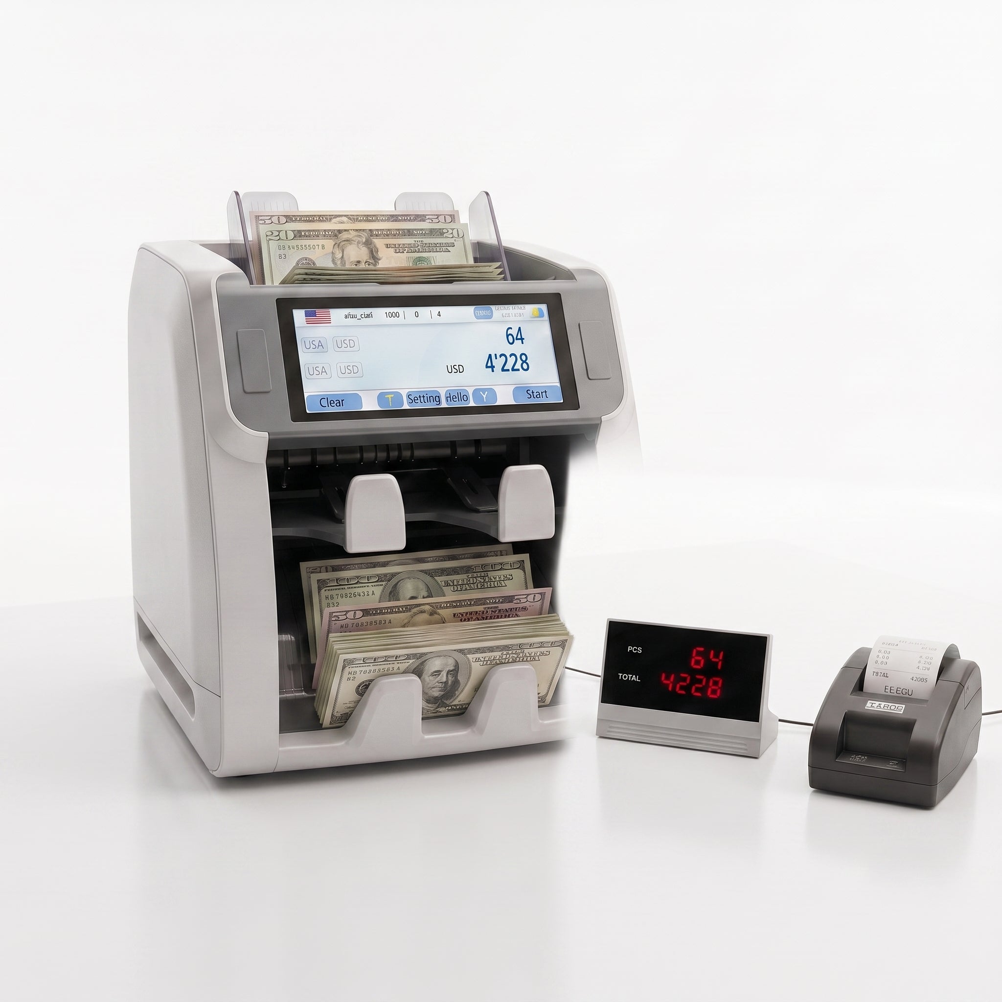 DUAL POCKET Currency Sorting Machine GBS4000 + Free Printer & Remote Display
