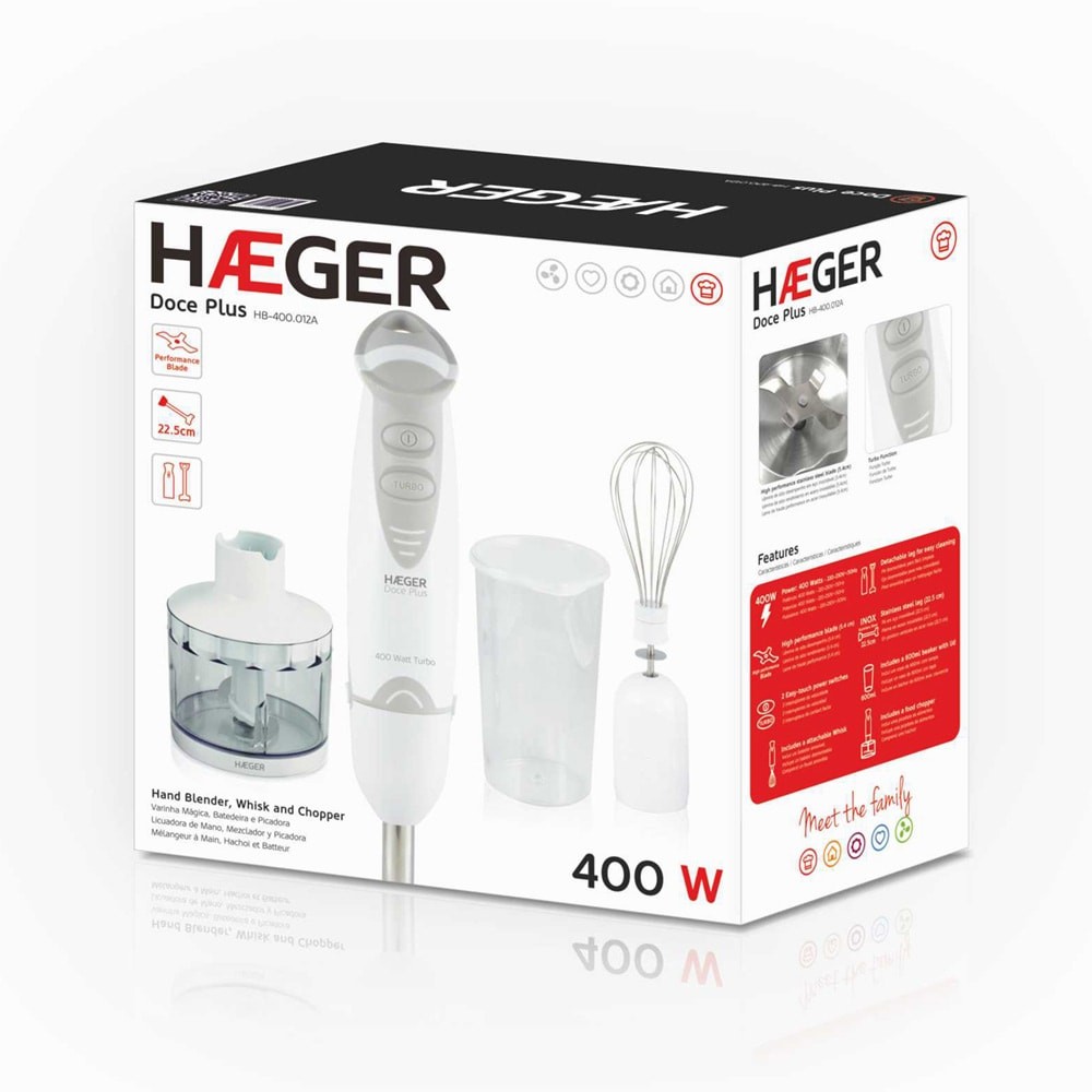 Haeger Hand Blender Doce Plus – 400W, Accessories included