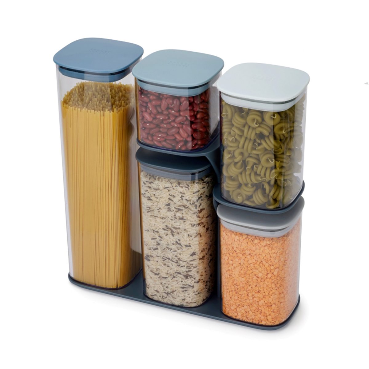Joseph Joseph Podium Dry Food Storage Container Set with Stand, 5-piece - Sky