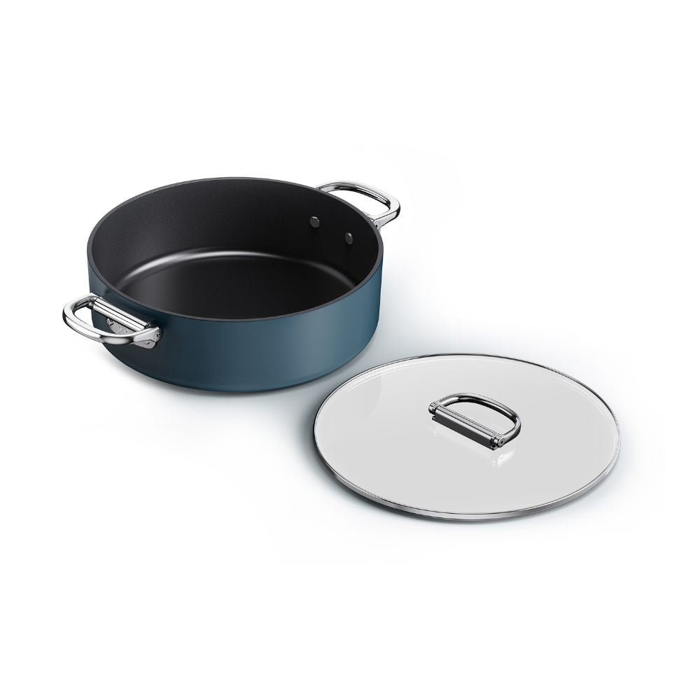 Joseph Joseph Space Folding Handle Ceramic Non-stick 28cm Blue Shallow Casserole Pan & Lid