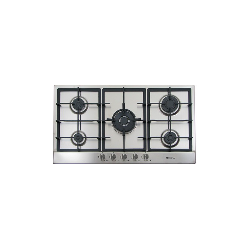 Flora Built In Gas Hob, 5 Burners 90cm , Silver - FLBH10-CTSF-I95X\LB
